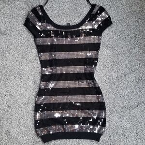 Bebe Sequined Mini Dress Women’s y2k Stripes